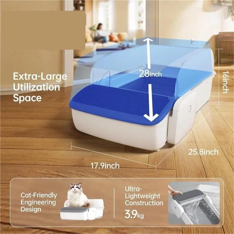 Intelligent Cat Litter Box Automatic Self-Cleaning Bedpans Scooping Open Semi-Enclosed Cats Toilet Oversize High-Capacity toilet