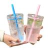 Plastic Cold Drinking Cup Bowknot Pattern Car Tumbler Cup Simple Coffee Cup  for Students