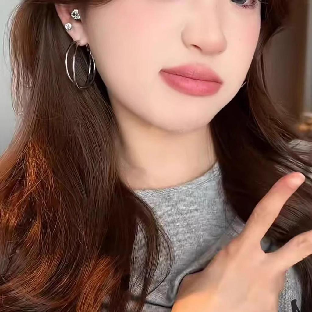2024 Unique Silver Double Layer Intersecting Ear Cuff Earrings for Women