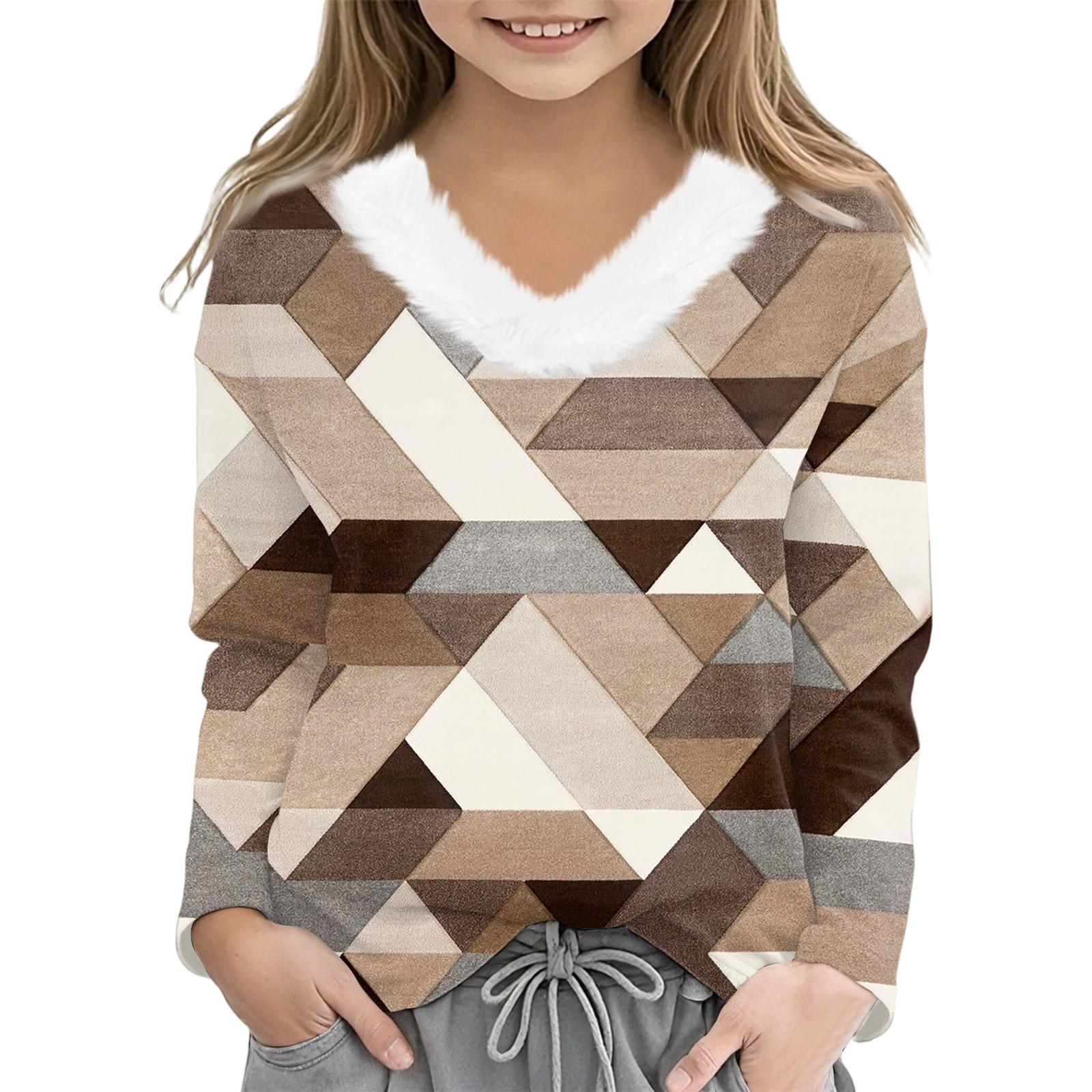 

Christmas Day Girls Long Sleeve T Shirts Kids Girls V-Neck Tee Christmas Print Long Sleeve Top 110