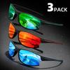 3-pack Polarized Sports Sunglasses for Men, PC Frame & Lens, Half Frame Design, UV Protection, for Climbing, Racing