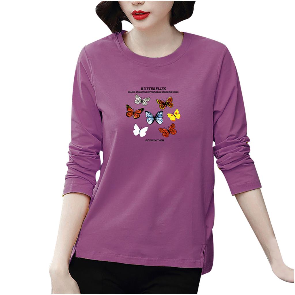 Fashion Women Casual Long Sleeve Printed  Blouse Ladies T-Shirt Tops