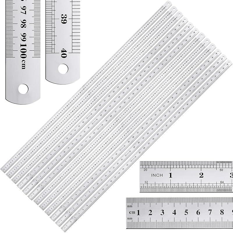 Lothee 6 Pieces Metal Yard Stick Meter Stick Large Stainless Steel Ruler Bulk Rule Measuring 1 Meter 40 Inch / 100 cm Measure Straight Edge for