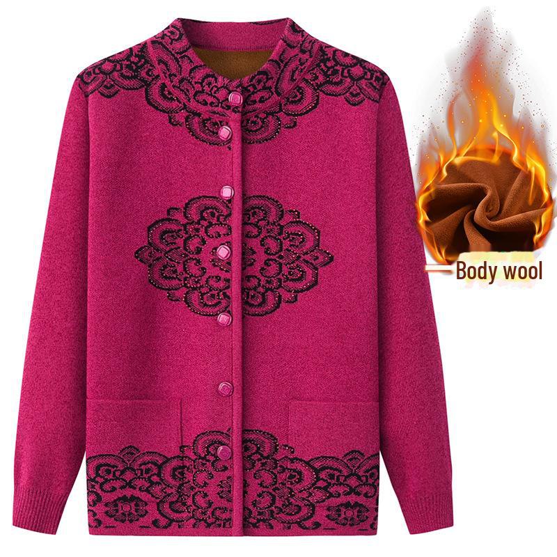 Babiččin pletený kardigan: Útulný sametový svetr na jaro, podzim a zimu