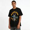 Reckless Skeleton Hand Rock Mic Print Streetwear Loose Tee Pure Cotton T-shirt