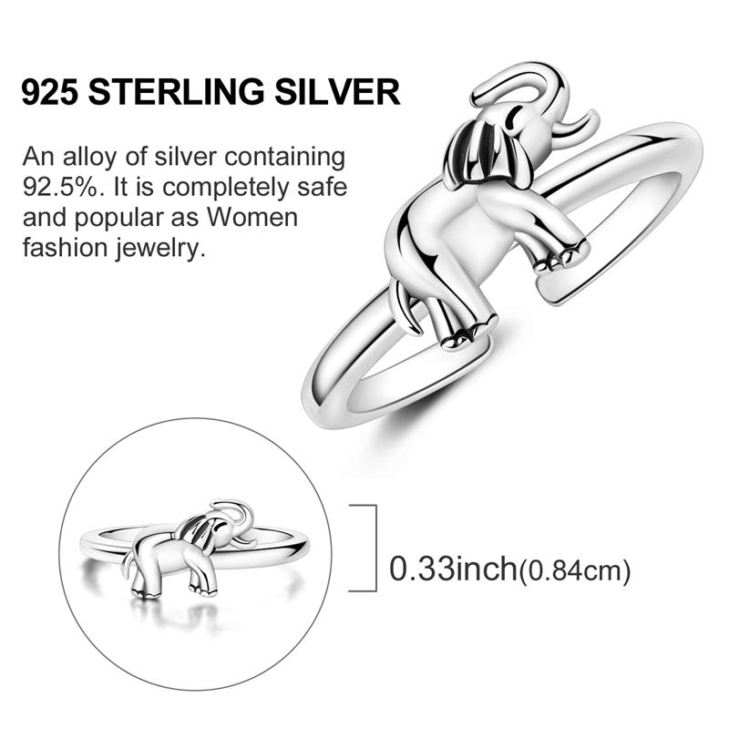 Original 925 Silver Ring Sparking Bear Bow Wing Rose Open Rings for Women Girls Jewelry Birthday Anniversary Engagement Gifts