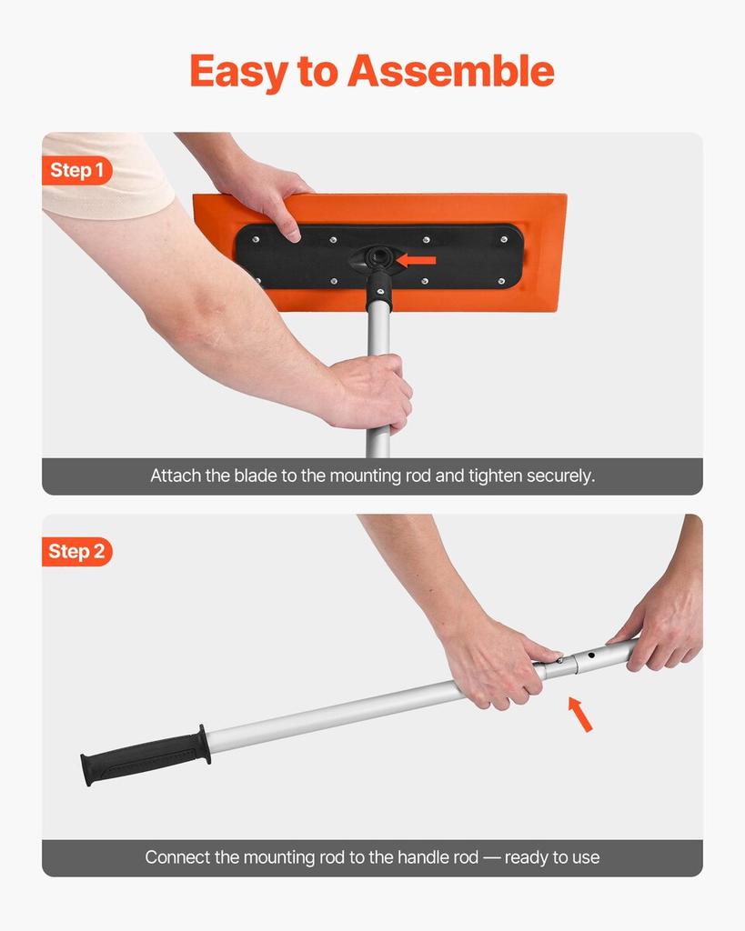 Snow Roof Rake, 1.2m Long Reach Car Roof Snow Scraper, 45cm Foam Blade for No Scratches, Non-Slip Handle, Lightweight Snows Removal Tool for Vehicle