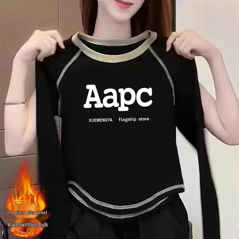 

German Velvet Long-Sleeve Women s T-Shirt: 2024 New Autumn/Winter Collection, Double-Sided, Versatile, Chic, Ins Style. S (70-100 jin) білий