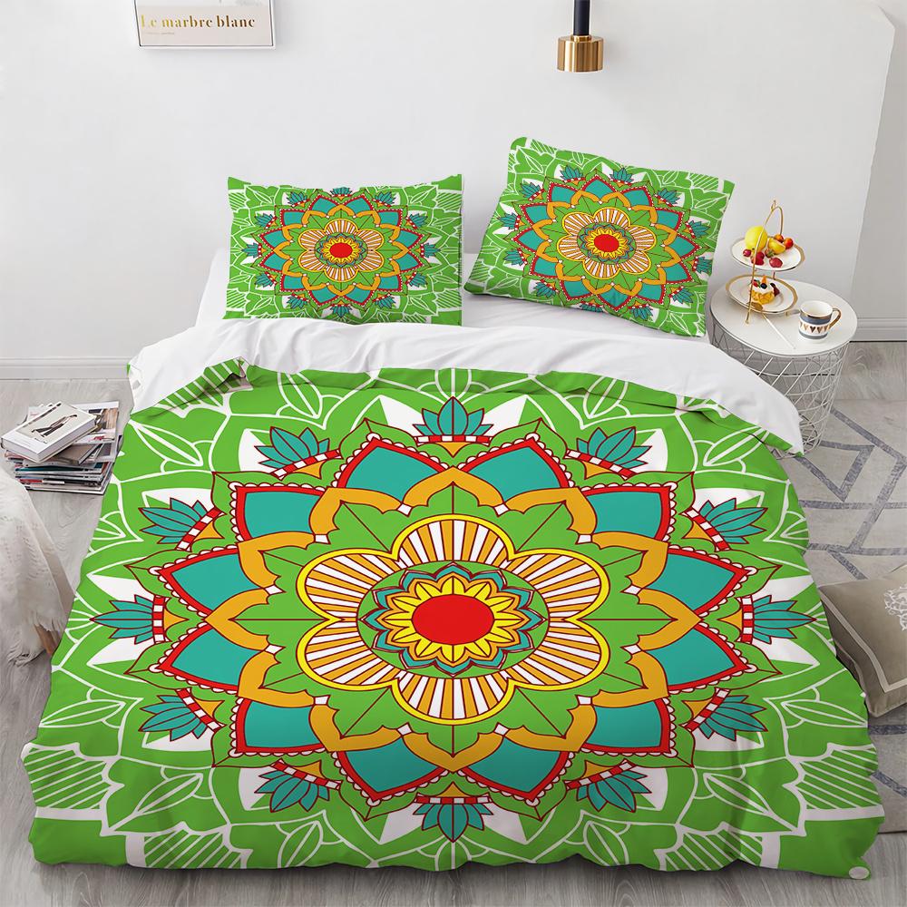 Mandala Duvet Cover Set Boho Style Horse Pattern Chic Polyester Comforter Cover King Twin Size for Teens Adults Kids Bedding Set