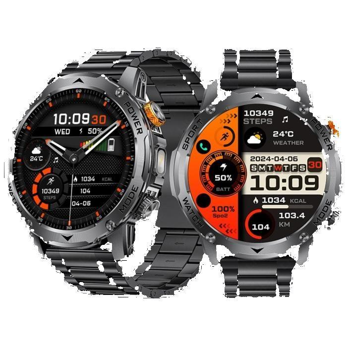 QIL Montre Connectée Homme 1000mAh/LED Lampe, 1.91 black MONTRE CONNECTEE SPORT noir