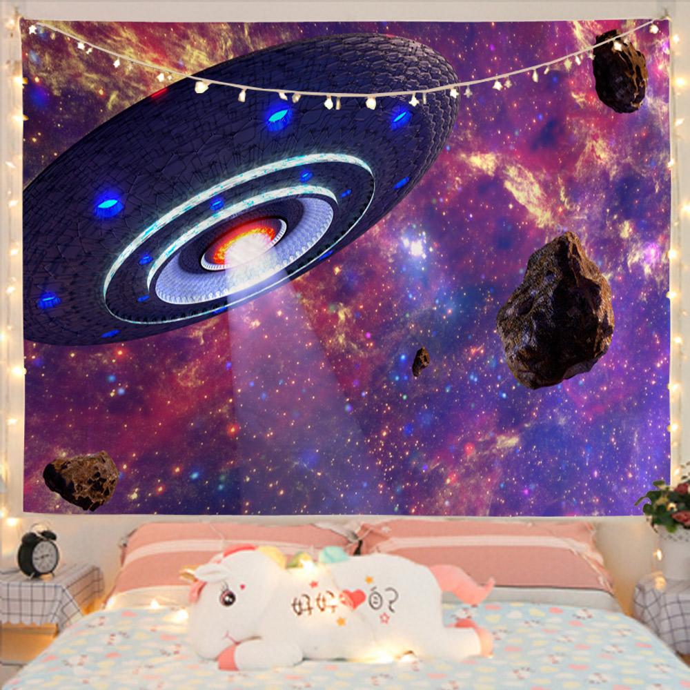 Mysterious Spaceship Tapestry Hanging Exoplanets Dorm Dormitory Star Universe Bedroom Living Room Home Decor