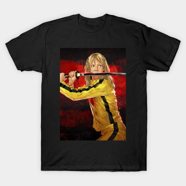 

Men Black Print T-shirt Kill Bill No-Cut Transfer Paper Print Cotton Tshirt 3XL чорний