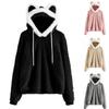 Women's Color Hooded Ears Loose Casual Plush Sweater
