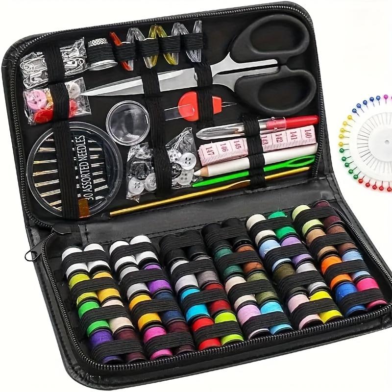 

Набор инструментов швеи, для дома и путешествий, Набор для шитья - Портативный, Принадлежности для вязания, Черная сумка для хранения, Разноцветные нитки, Игла для швейной машины