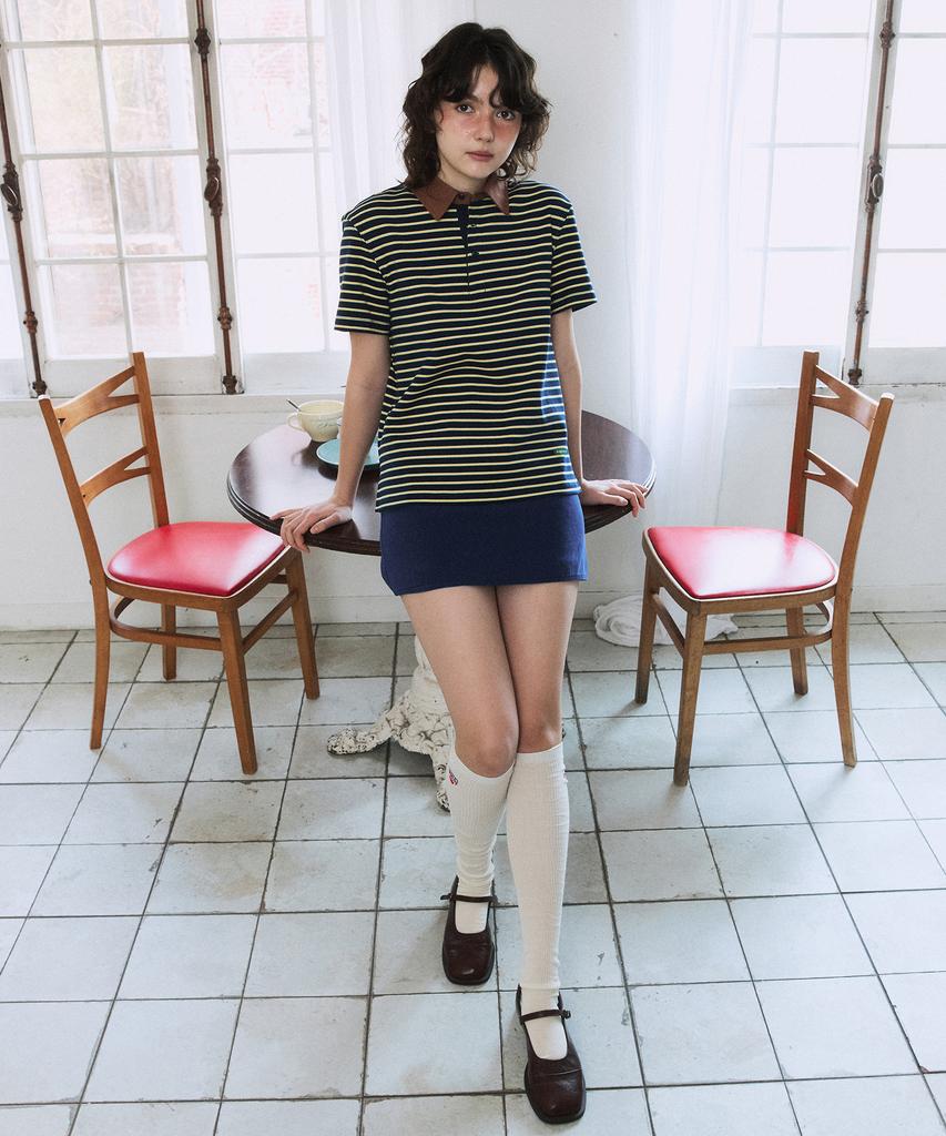 GREENBUTTER Stripe Polo Tee (Navy)
