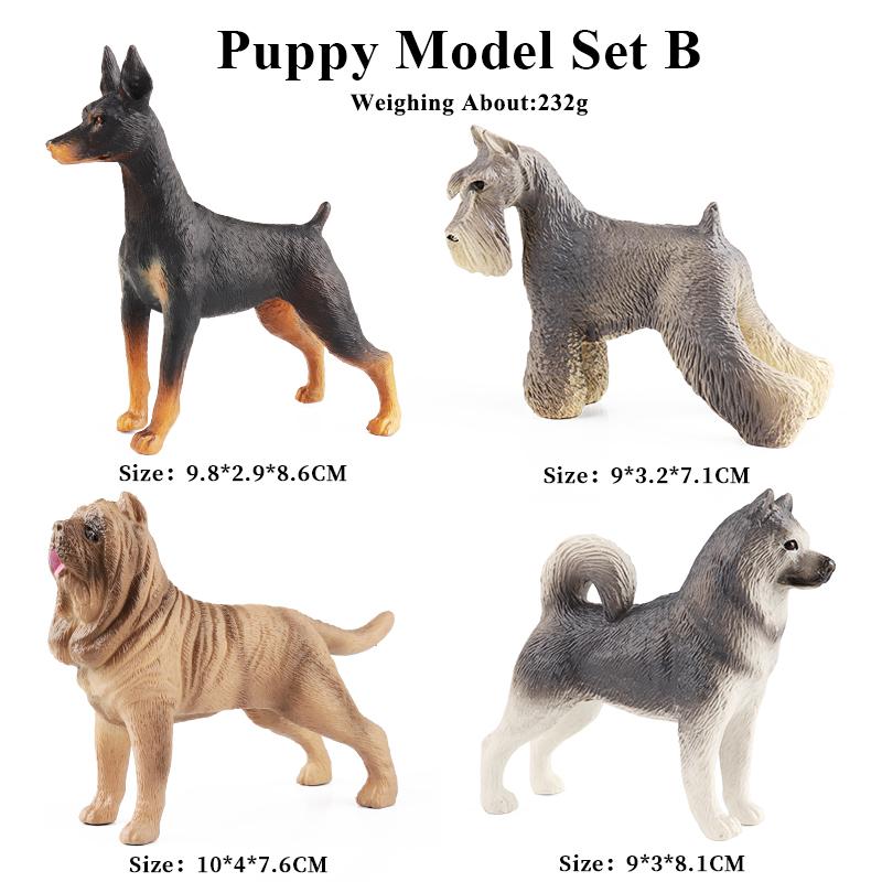 Oenux 4pcs Dog Animals Model Set Action Figure Rottweiler Shiba Inu Persian Cat Siamese Figurines Cute Education Toy Kids Gift