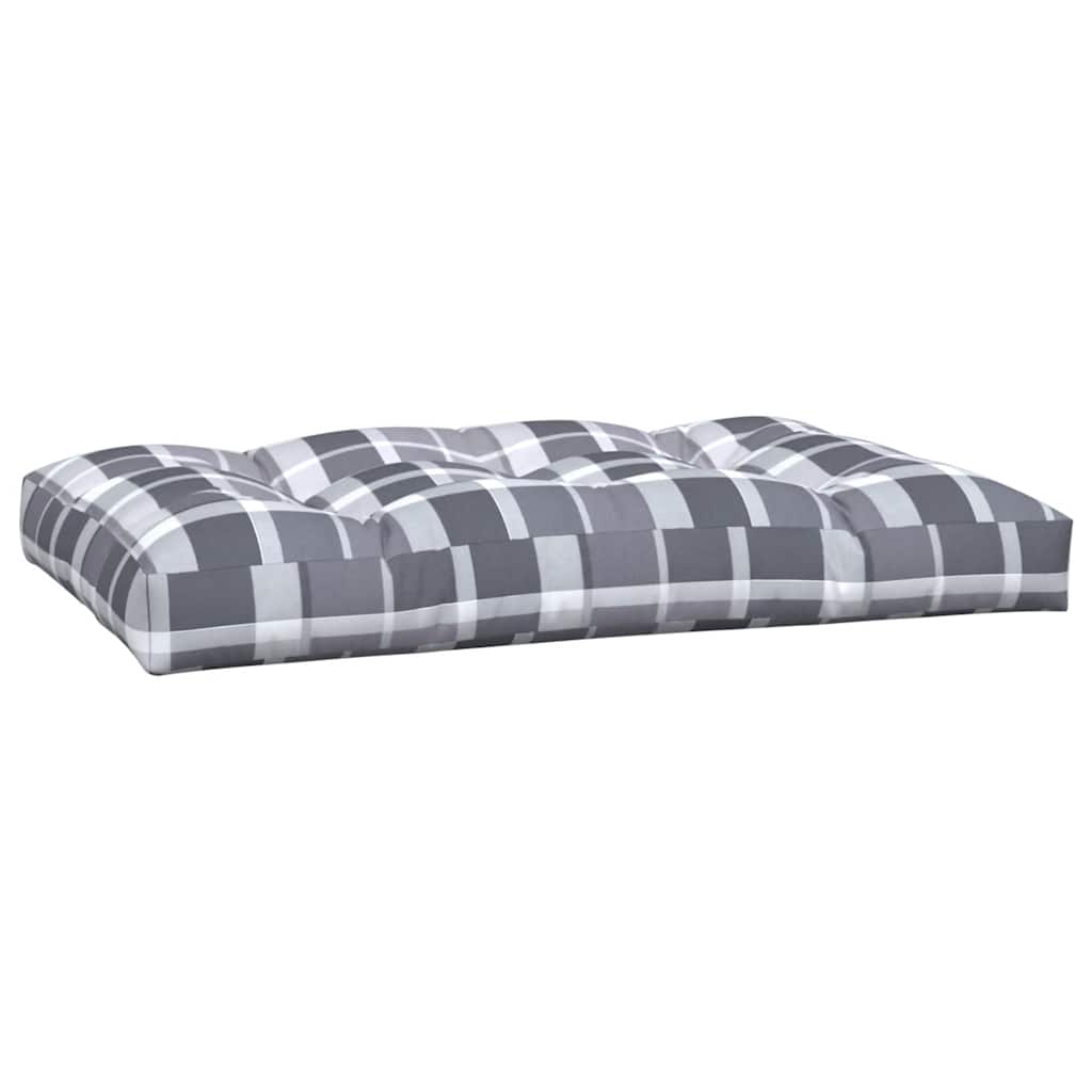 5 Piece Pallet Cushion Set Grey Checkered Fabric