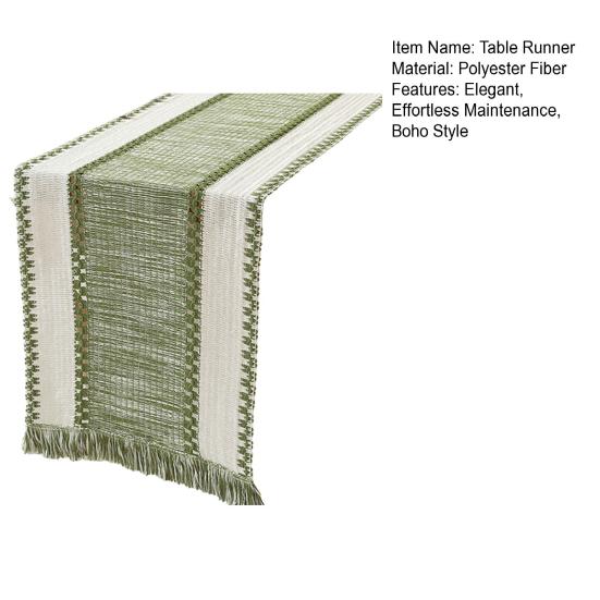 Knitted Table Runner Bohemian Table Runner with Tassels Rustic Table Runner for Farmhouse Dining Table Dresser Decoration