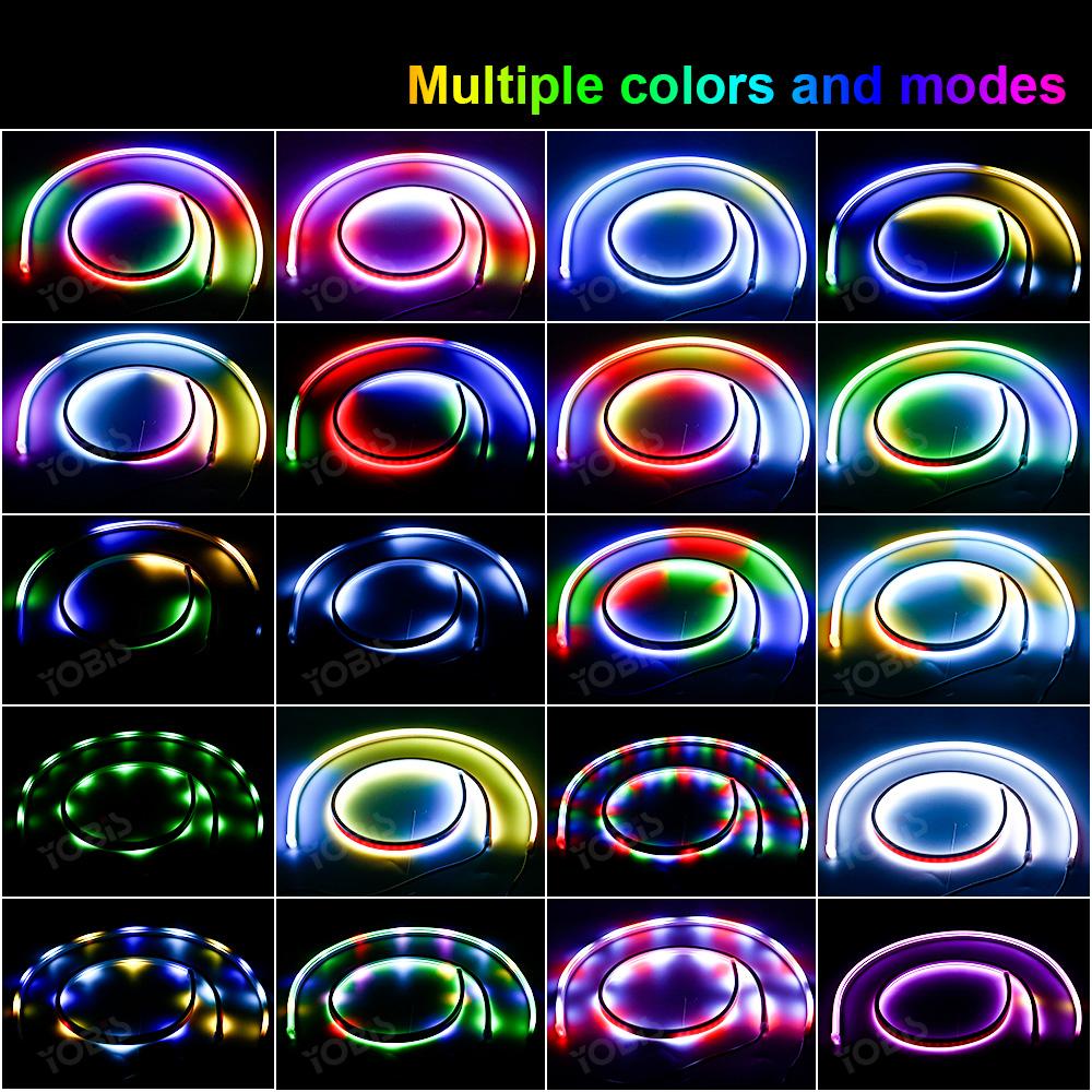 Car LED Daytime Running Light Flowing APP Control Symphony 60CM RGB DRL Flexible Running Lights Turning Lamp Decorative Lamp 12V
