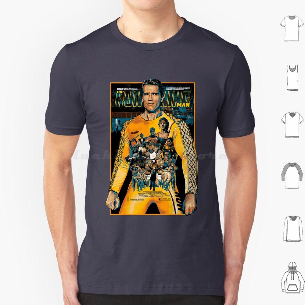 The Running Man Poster T Shirt Big Size 100 Cotton The Running Man Arnie Schwarzenegger Movie Action 80s Retro Geek Arnold