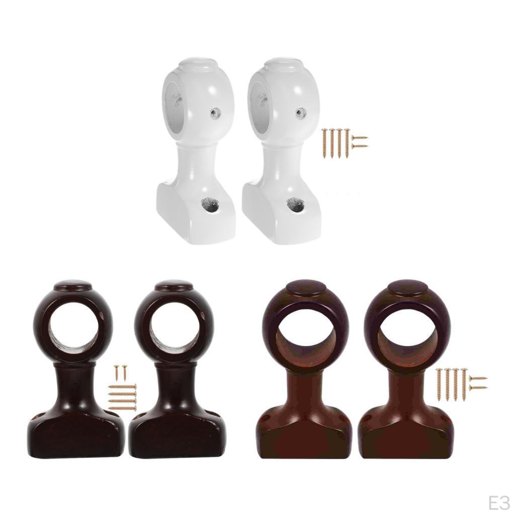 2 Curtain Rod Brackets, Wall Mount, Wood, Decorative, Random Color, Screw, Accessory, Ornament,