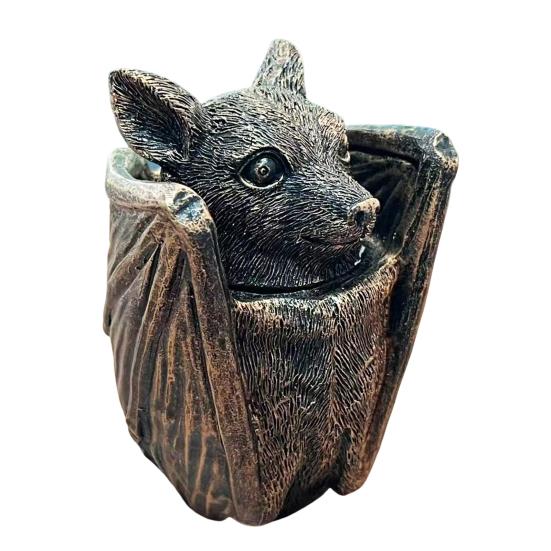 Yousheng Halloween Gothic Bat Storage Box Simulated Bat Resin Figurine Statue Retro Bat Jewelry Trinket Organizer Box Party Decoration Ornament