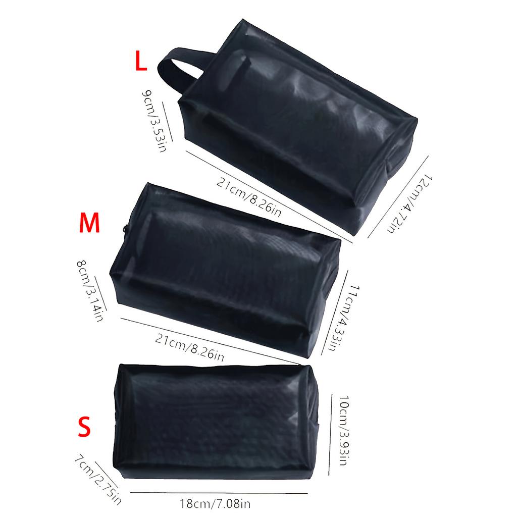 1PC Reise Schwarz Mesh Kosmetik Tasche Zipper Make-Up Tasche Für Frauen Waschen Kulturbeutel Make-Up Organizer Tragbare Lagerung Beutel