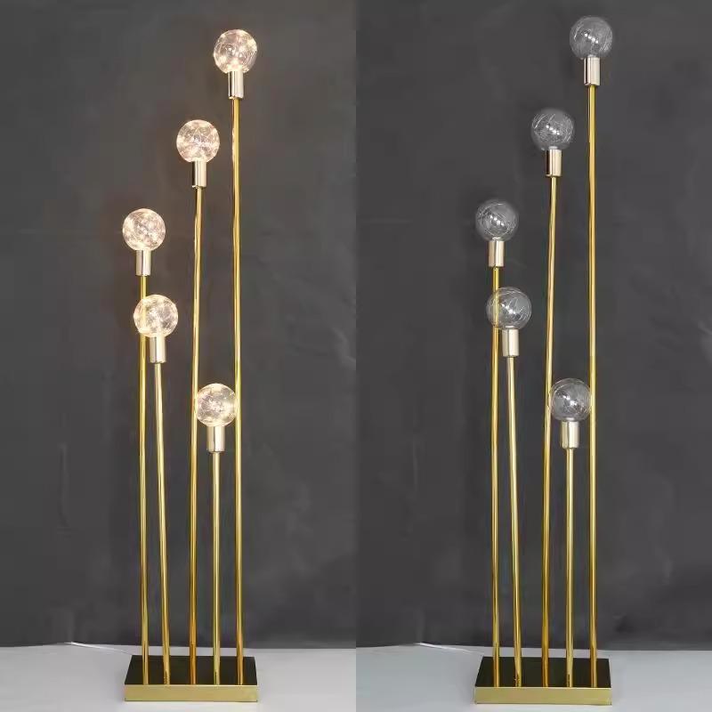 Reed Ceiling Light with 5 Dragon Ball Bubble Heads, Gold Pull-Tail Design, Ornament for Wedding or Lobby Decor.