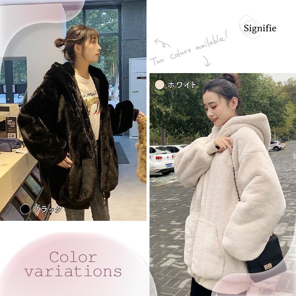 Signifie Boa Boa Drop Size S Women's Blouson, Outerwear, Jacket, Shoulder, Slimming, Hooded, Autumn/Winter, Black,
