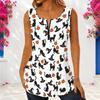 Women Plus Size White Scoop Neck Front Zip Sleeveless Curved Hem Halloween Printed Tank Top