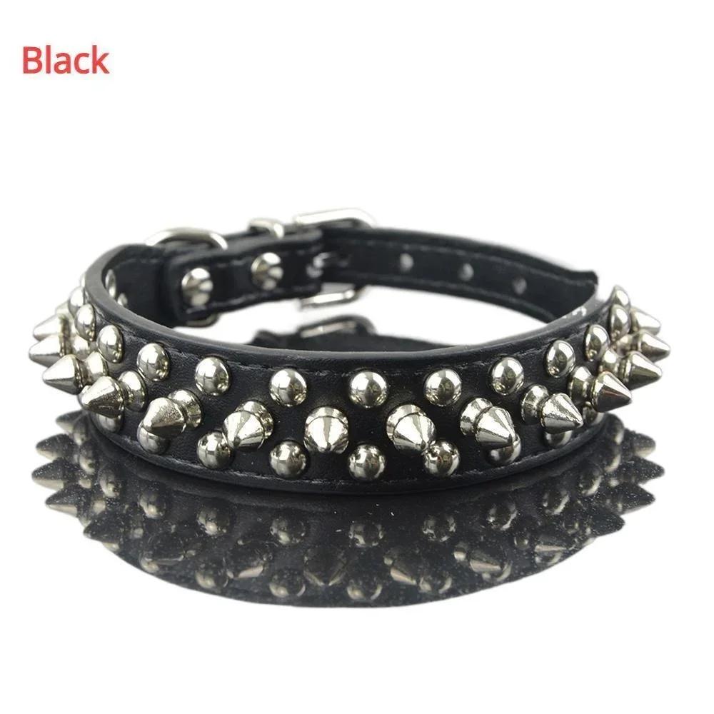 

Adjustable Leather Pet Dog Collar Neck Strap Supplies Punk Rivet Spiked Dog Collar Pet Collars for Small Dogs Cats XS-2.5x31CM чёрный