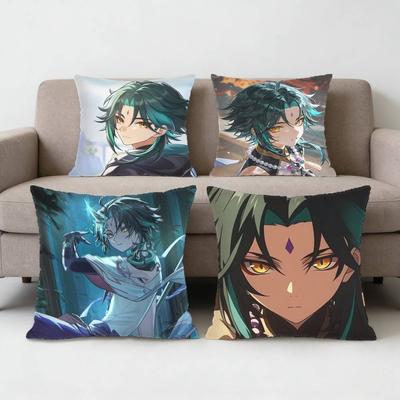 Genshin Impact Xiao Pillow Case Sofa Living Room Bedroom Headboard Backrest Cushion Square Cushion Nap Time