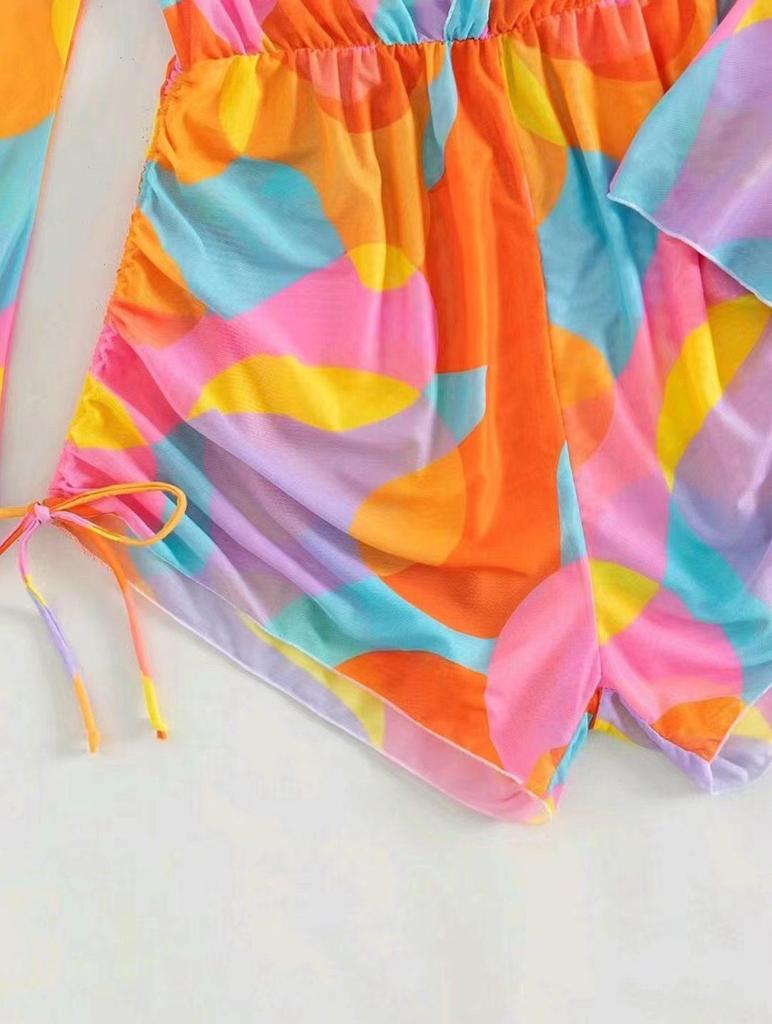 2025 Women's Cross-Border Long Sleeve Mesh Cover-Up Bikini Set: One-Piece Swimwear & Three-Piece Swimsuit.
