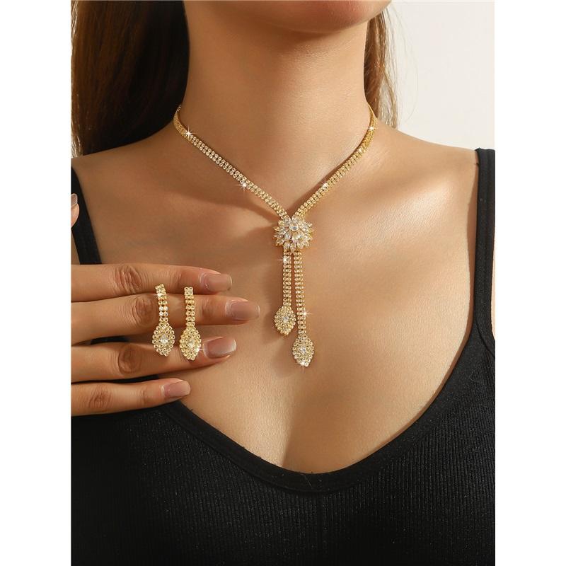 

Waterdrop Leaf Wedding Jewelry Set - Luxury Minimalist Waterdrop Necklace And Earrings Set For Women - Elegant Jewelry Set For The Bride