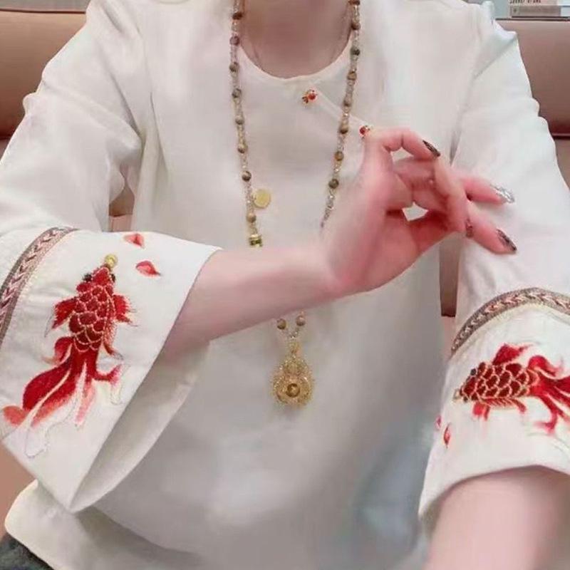 Women's Retro Red Long Sleeve Spring Pullover