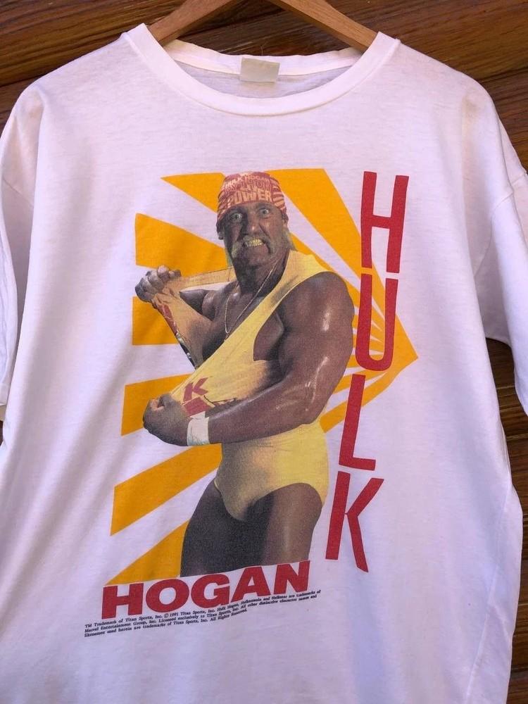 

Remake 1991 Hulk Hogan Rare Design White T shirt Classic style 4XL
