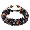 Men's Adjustable Yoga Bracelet with Natural Tiger Eye & Agate Stones
