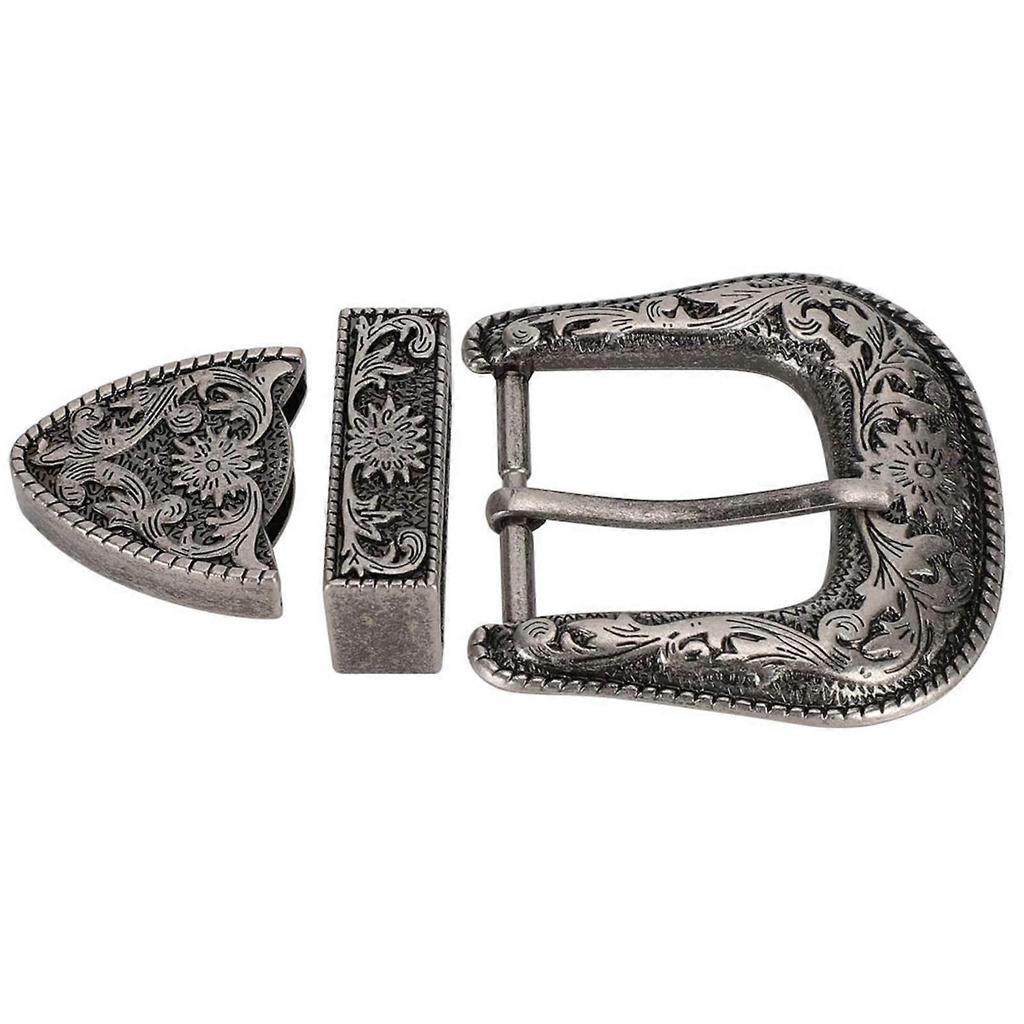 Vintage Stil Handgefertigte Schnitzerei Legierung Taillengürtelschnalle Set für Halsband Sattel Zubehör 40mm Innendurchmesser