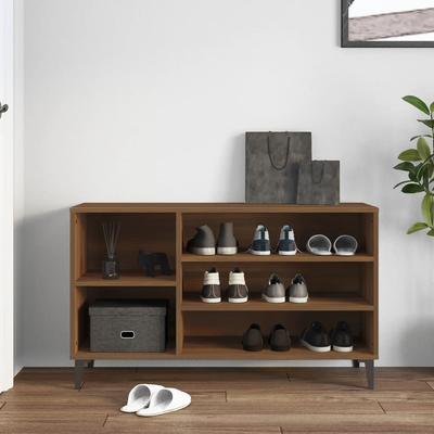 Shoe Rack Brown Oak Effect 102 X 36 X 60 Cm Engineered Wood