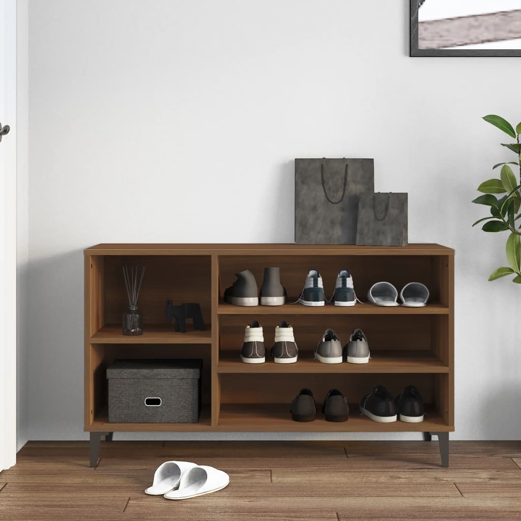 Shoe Rack Brown Oak Effect 102 x 36 x 60 cm Engineered Wood