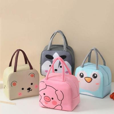 Cartoon Animals Pattern Thermal Lunch Bags Waterproof Thickened Lunchbox Bag Aluminum Foil Lining Lunch Box Handbag Picnic