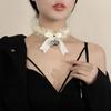 Sweet Bowknot Lace Ruffle Necklace Small Bell Choker Collarbone Neck Accessories Y2K Cool Girl Neck Strap Collar Fashion Jewelry