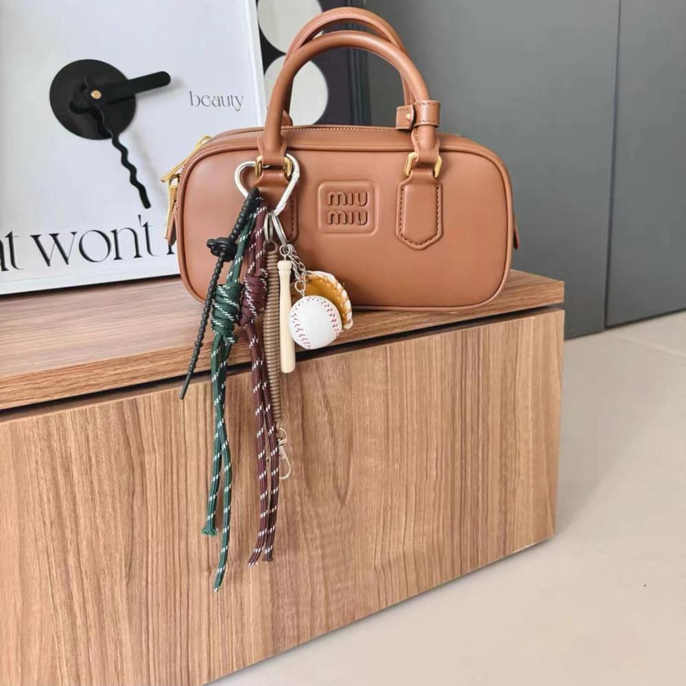 Miu style handbag decoration car keychain Car rearview mirror pendant Handcrafted DIY hanging rope decoration as a souvenir