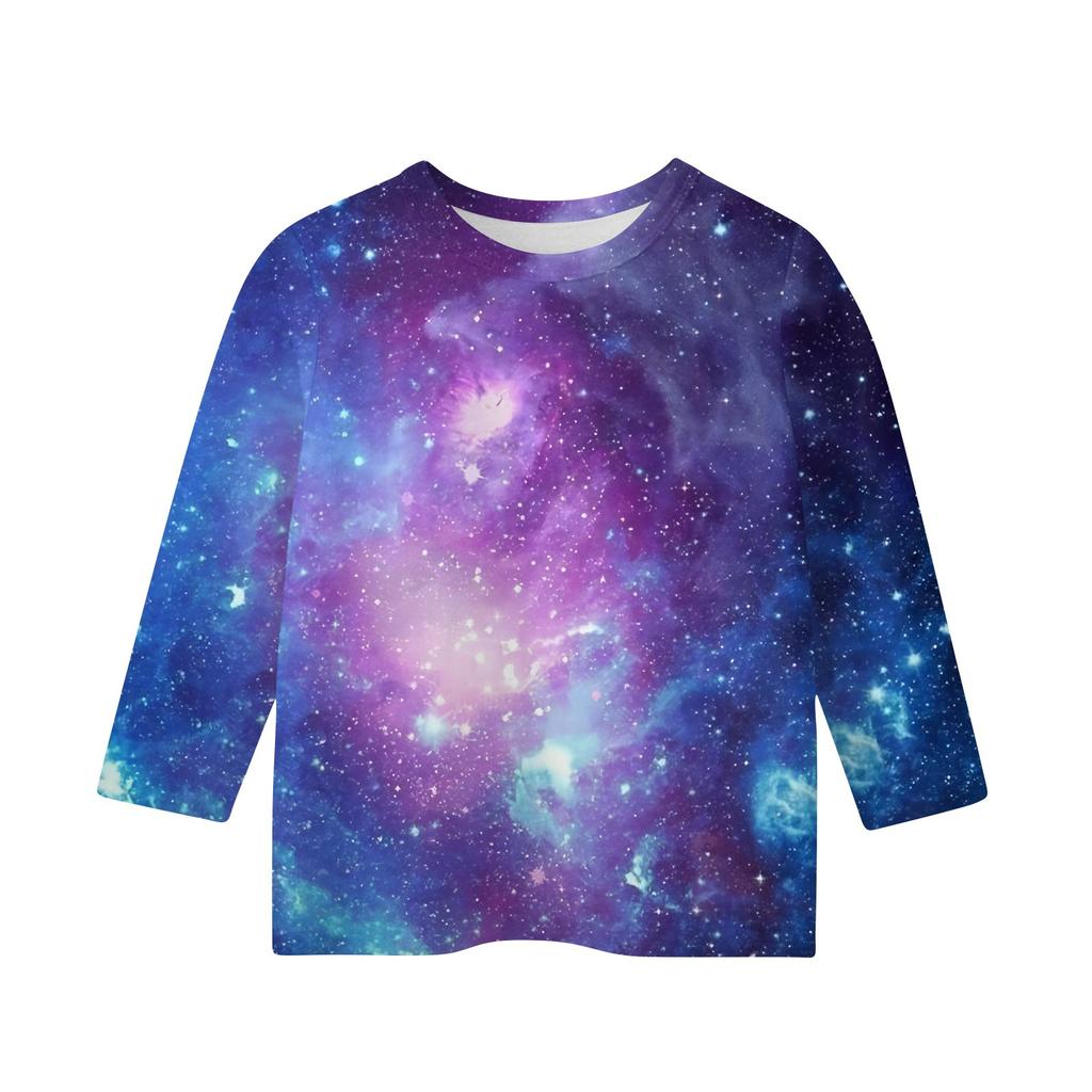 Koszulki z nadrukiem dla dziewczynek w wieku 5-16 lat, okrągły dekolt, rękawy 3/4, modne koszulki, stroje, koszulki