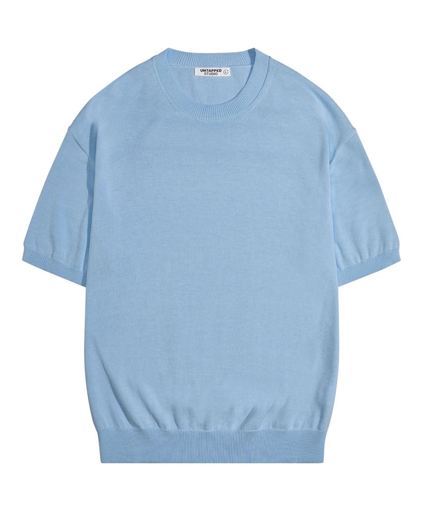 UNTAPPED STUDIO [2Pack] Washable Cool Cotton Short Sleeve Round Knit 4 Colors (B Type)