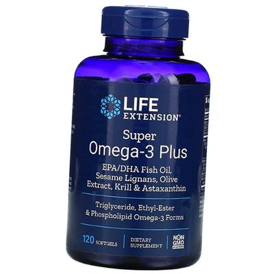 Concentrado de óleo de peixe altamente purificado, Super Omega-3 Plus, 120gelcaps (67346003)