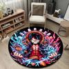 Rounded Rug One Piece Luffy Straw Hat Glowing Fists Lightning Man Cave Decor