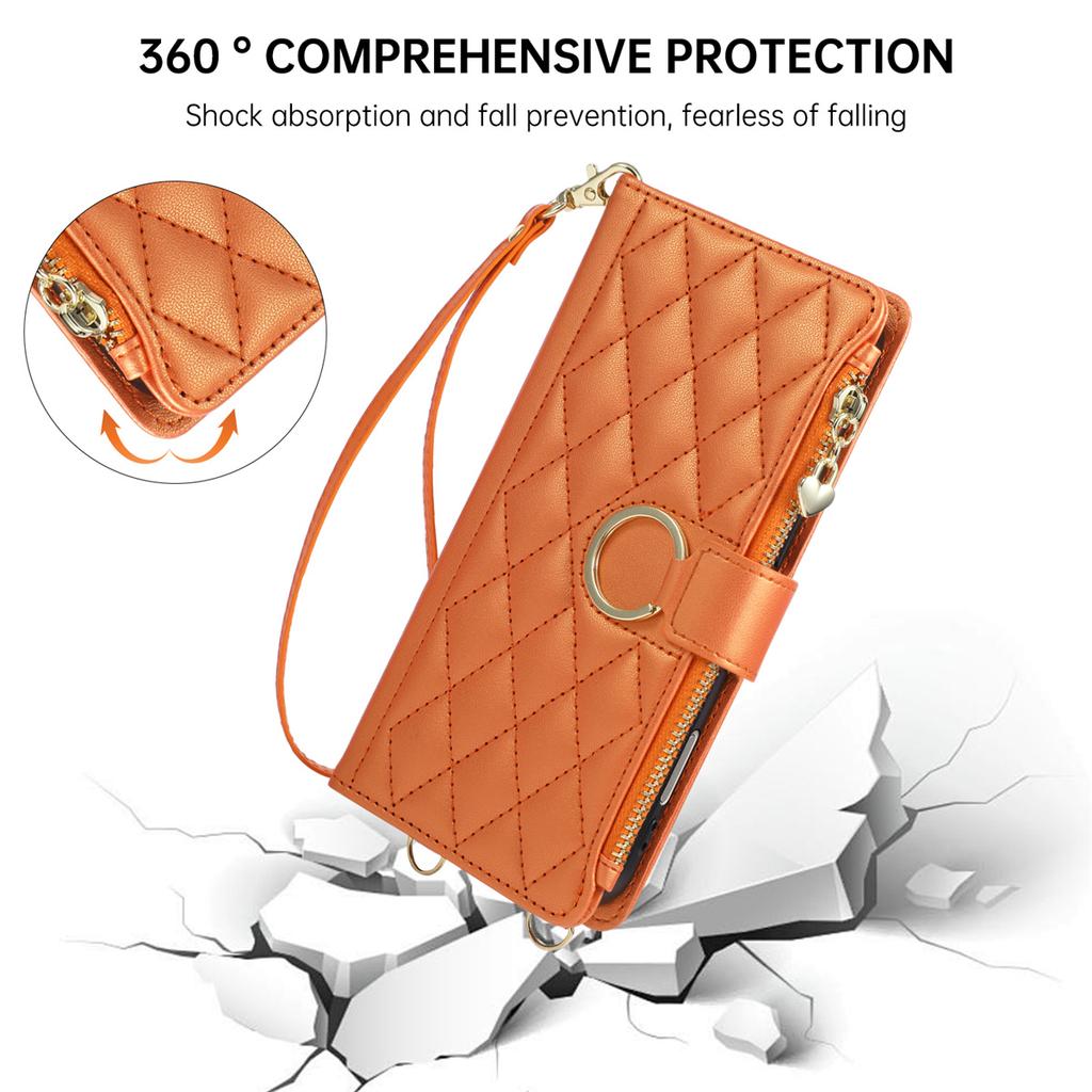 Crossbody Wallet Card Slots Phone Case for IPhone 17E 16E Air 17 16 15 Plus 14 13 12 11 Pro Max Leather Bracket Protect Cover