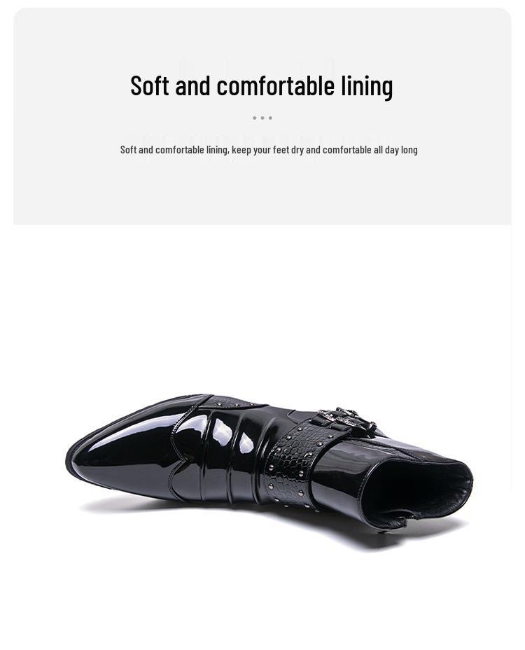 Men's British Style Autumn Leather Chelsea Boots - Shiny, Pointed Toe, High-Top, Formal, Casual, Short Boots
