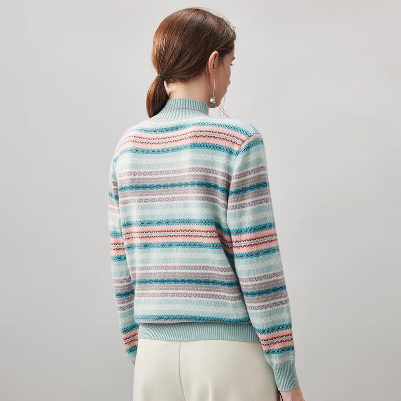 Kemengboka Women's Fair Isle Striped Cashmere Sweater